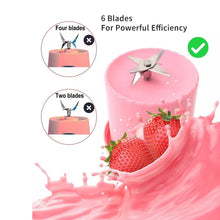 BLENDER PORTABLE JUICER FOR SMOOTHIE , JUICE , VEGETABLE SHAKES WITH 6 BLADES WIRELESS CHARGING MINI PERSONAL SIZE MIXER BOTTLE GRINDER, 420 ML MULTICOLOR