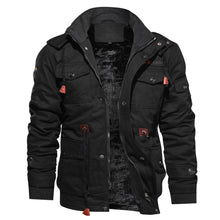 Winter Zip-up Coat Warm Thickened Detachable Hoodedwstring Long Sleeve Tops Men's Cargo Clothing
