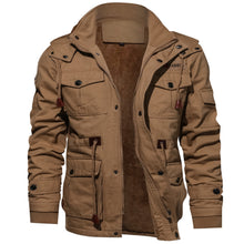 Winter Zip-up Coat Warm Thickened Detachable Hoodedwstring Long Sleeve Tops Men's Cargo Clothing