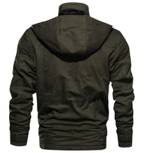 Winter Zip-up Coat Warm Thickened Detachable Hoodedwstring Long Sleeve Tops Men's Cargo Clothing