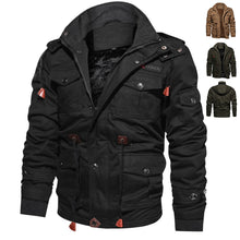 Winter Zip-up Coat Warm Thickened Detachable Hoodedwstring Long Sleeve Tops Men's Cargo Clothing